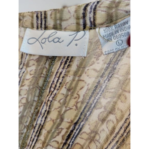 LOLA P Women's Maxi DRESS Size Large - Browns, Tans and Beige Pattern - Picture 3 of 3